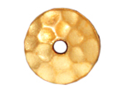 20 - TierraCast Pewter BEAD CAP Small Round Hammered Dome, Bright Gold Plated