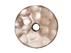 20 - TierraCast Pewter BEAD CAP Small Round Hammered Dome, Bright Rhodium Plated