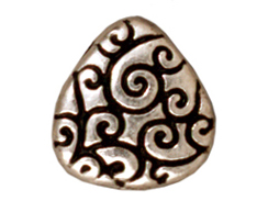 20 - TierraCast Pewter BEAD Briolette Scroll, Antique Silver Plated