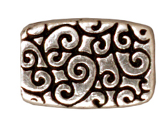 20 - TierraCast Pewter BEAD Rectangle Scroll, Antique Silver Plated