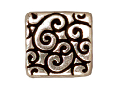 10 - TierraCast Pewter BEAD Square Scroll, Antique Silver Plated