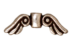 20 - TierraCast Pewter BEAD Small Angel Wings, Antique Silver Plated