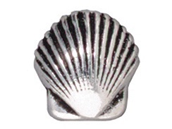 10 - TierraCast Pewter BEAD Small Shell, Antique Silver Plated