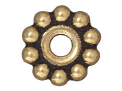 20 - TierraCast Pewter BEAD Daisy, Antique Gold Plated