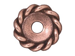 20 - TierraCast Pewter BEAD Twisted Spacer, Antique Copper Plated