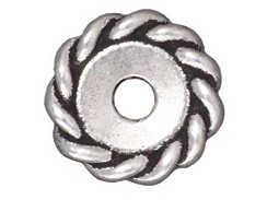 20 - TierraCast Pewter BEAD Twisted Spacer, Antique Silver Plated
