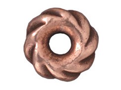 20 - TierraCast Pewter BEAD Twisted Spacer Wide, Antique Copper Plated