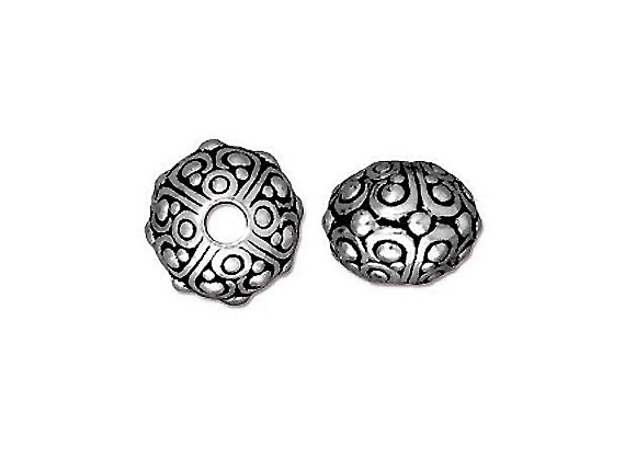 10 - TierraCast Pewter BEAD Oasis Large Hole Antique Silver Plated 