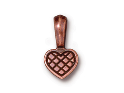 10 - TierraCast Pewter BAIL Heart Glue On Bail Antique Copper Plated 