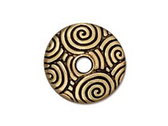 10 - TierraCast Pewter SPIRAL DANCE Bead Cap 14mm Antique Gold plated