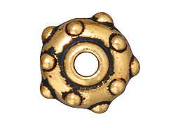 10 - TierraCast Pewter BEAD Large Hole Rivot , Antique Gold Plated