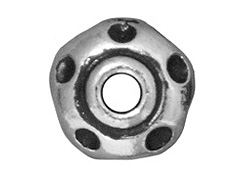 10 - TierraCast Pewter BEAD Large Hole Divot , Antique Silver Plated 