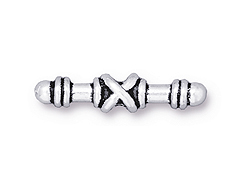 10 - TierraCast Pewter BEAD  Wrapped Cross Bar Antique Silver Plated