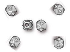 50 - TierraCast Pewter BEAD Faceted Cube Rhodium Bright 