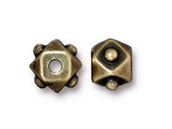 10 - TierraCast Pewter BEAD Faceted Cube Oxidized Brass 