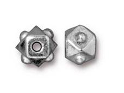 10 - TierraCast Pewter BEAD Faceted Cube Bright Rhodium Plated
