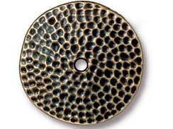 5 - TierraCast Round Hammertone Disk Embellishment Oxidized Brass Plated