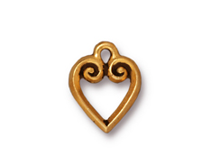 10 - TierraCast Pewter CHARM Classic Heart Antique Gold Plated