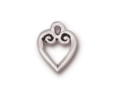 10 - TierraCast Pewter CHARM Classic Heart Antique Silver Plated