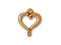 10 - TierraCast Pewter CHARM Jubilee Heart, Antique Gold Plated