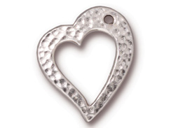 10 - TierraCast Pewter Floating Heart Charm Bright Rhodium Plated