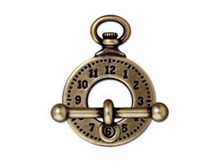 5 - TierraCast Pewter Oxidized Brass Clock & Bar Toggle Clasp Set