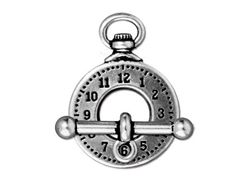 5 - TierraCast Pewter Antique Silver Plated Clock & Bar Toggle Clasp Set