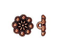 10 - TierraCast Pewter Czech Rosette Button Antique Copper Plated