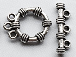 3 Strand Toggle Clasp Pewter Bead