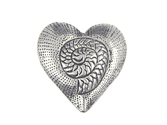 Antique Silver Plated Heart Pewter Bead