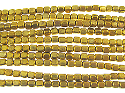 Gold Plated Pewter Square Bead Strand