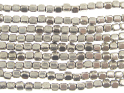 Silver Plated Pewter Square Bead Strand