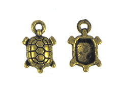 Pewter Turtle Charm Gold Plated Antique