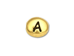 TierraCast Pewter Alphabet Bead Antique Gold Plated -  A