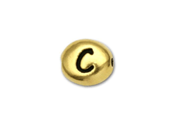 TierraCast Pewter Alphabet Bead Antique Gold Plated -  C
