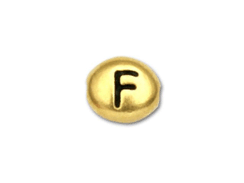 TierraCast Pewter Alphabet Bead Antique Gold Plated -  F