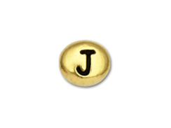 TierraCast Pewter Alphabet Bead Antique Gold Plated -  J