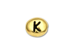 TierraCast Pewter Alphabet Bead Antique Gold Plated -  K