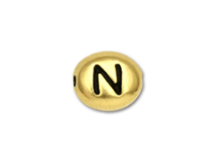 TierraCast Pewter Alphabet Bead Antique Gold Plated -  N