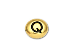 TierraCast Pewter Alphabet Bead Antique Gold Plated -  Q