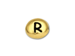 TierraCast Pewter Alphabet Bead Antique Gold Plated -  R