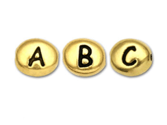  Pewter Alphabet Bead Antique Gold Plated -  Starter Set of 100 Beads