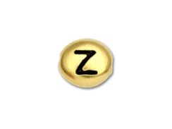TierraCast Pewter Alphabet Bead Antique Gold Plated -  Z