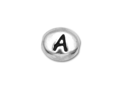 TierraCast Pewter Alphabet Bead  <i><u>Antiqued White Bronze Plate</i></u> Plated -  A