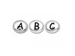  TierraCast Pewter Alphabet Bead  <i><u>Antiqued White Bronze Plate</i></u> Plated -  You Choose 500 Beads (except A,E,I,L)