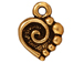 20 - TierraCast Pewter CHARM Spiral Heart, Antique Gold Plated