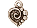 20 - TierraCast Pewter CHARM Spiral Heart, Antique Silver Plated