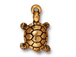 10 - TierraCast Pewter CHARM Turtle, Antique Gold Plated