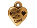 20 - TierraCast Pewter CHARM Made with Love Heart, Antique Gold Plated