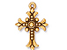 10 - TierraCast Pewter DROP Fleur Cross, Antique Gold Plated